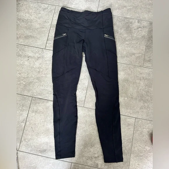Lululemon Fleece Lined Leggings Black Running Size 6 - Picture 1 of 12
